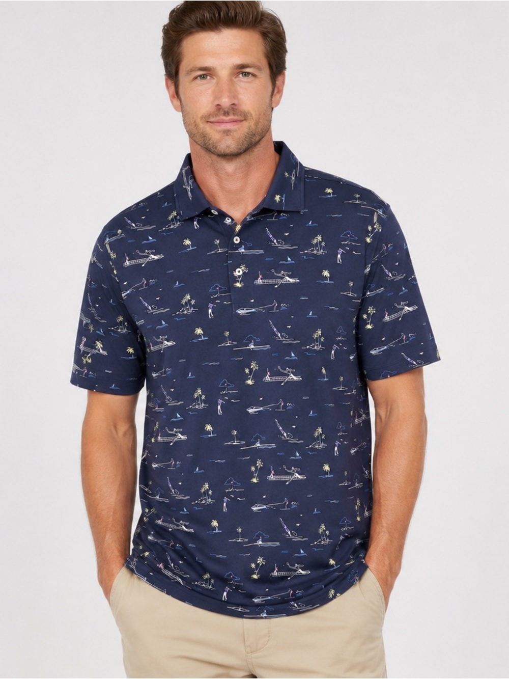 Polo Golf Ralph Lauren Short Sleeve Shirt Navy Blue Country Club Sports Size XL